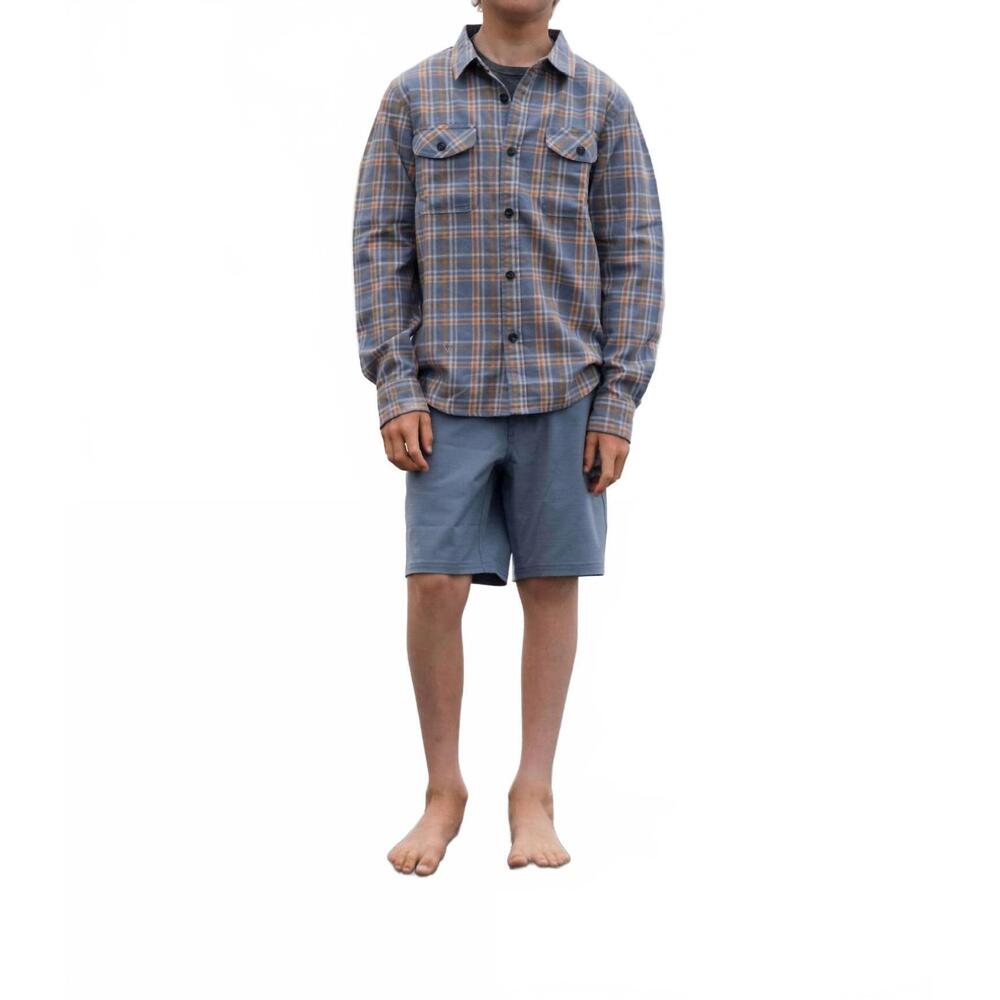NEW VISSLA central coast eco long sleeve flannel top in blue haze